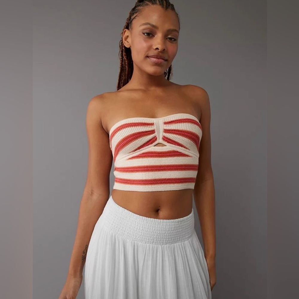 American Eagle Cinch Front Crochet Tube Top Size Small NWOT